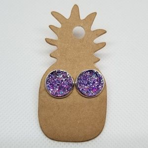 FAUX DRUZY POST EARRING